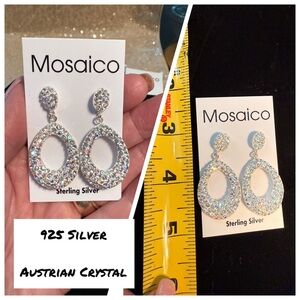 NWT Mosaico Austrian White Crystal post earrings 1.75” long 💕💕 new line …💕💕